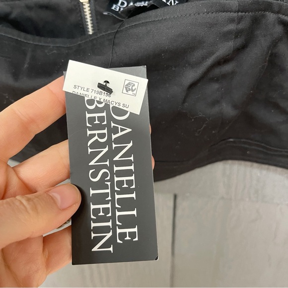 DANIELLE BERNSTEIN Women's Bra Tank BLACK Size 6 Poplin Cropped Black Bra Top - Picture 7 of 12